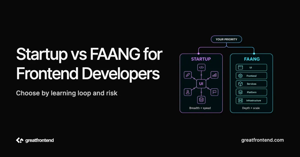 Startup vs FAANG for Frontend Developers: How to Choose in 2026
