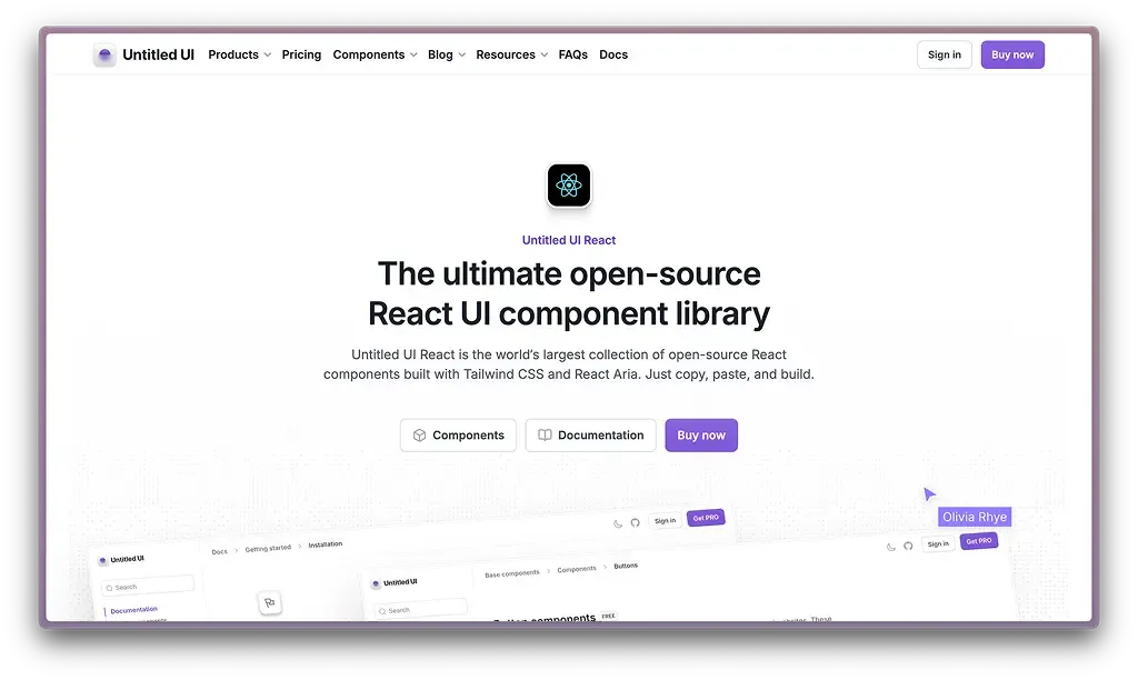 Untitled UI React homepage