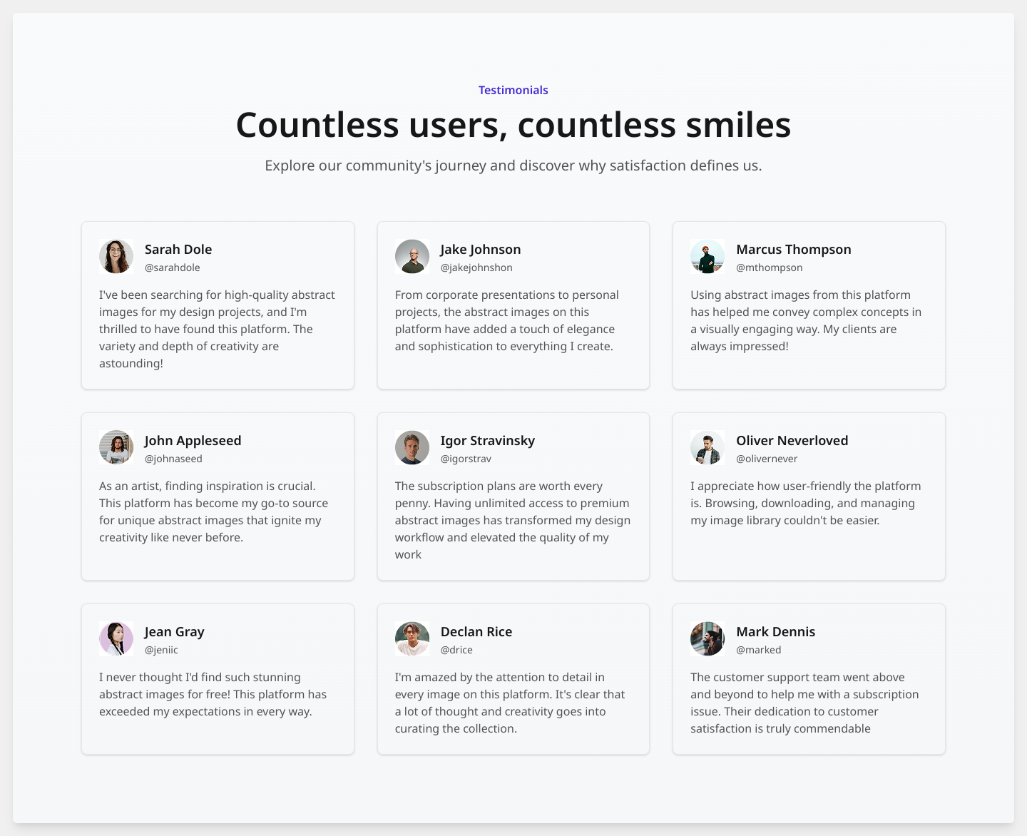 Responsive Testimonials Section with React & TailwindCSS ...