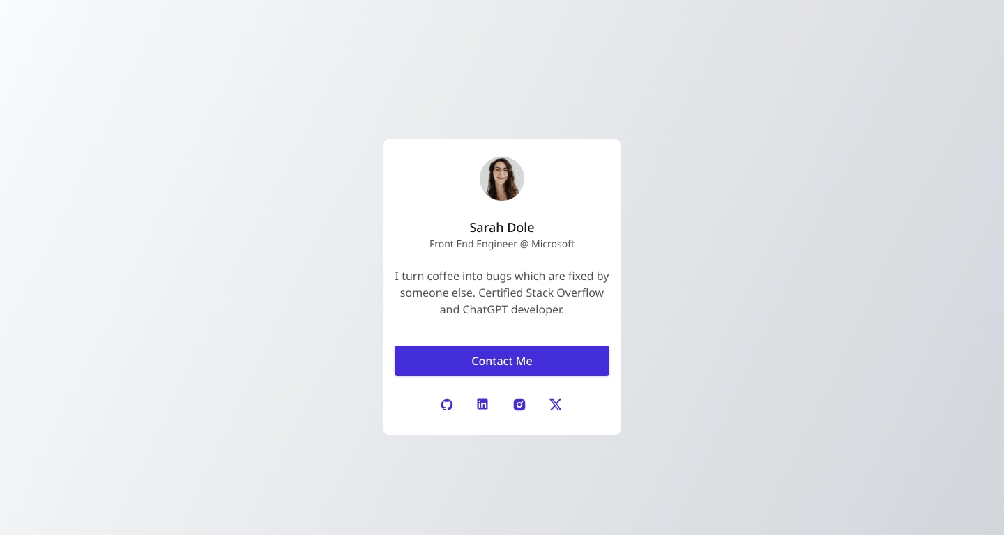 Profile card built using Vite, React, and Tailwind CSS | blueTortoise ...