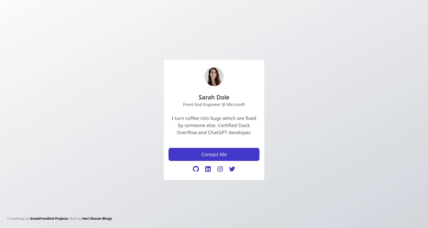 Responsive solution with TailwindCSS - Profile Card | harryDEV ...